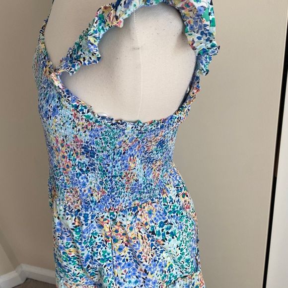 J. Crew Floral Smocked Tiered Midi Dress Ruffle Lined Size Medium - Picture 5 of 13